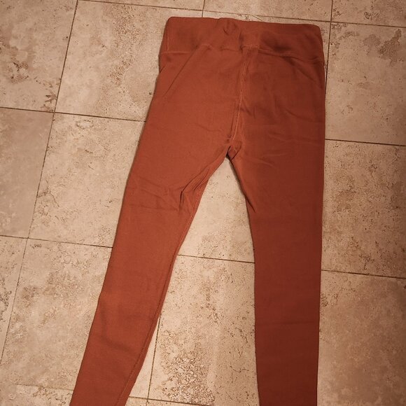 Pact Organic Cotton Ribbed Cotton Leggings - Pumpkin Color - Size XL - Picture 2 of 6